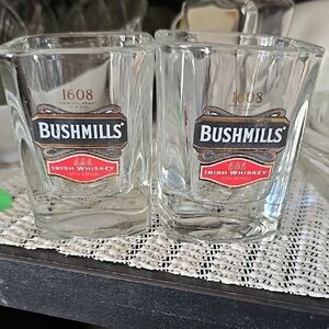Branded Clear Shot Glasses with Red Accent - Set of 2